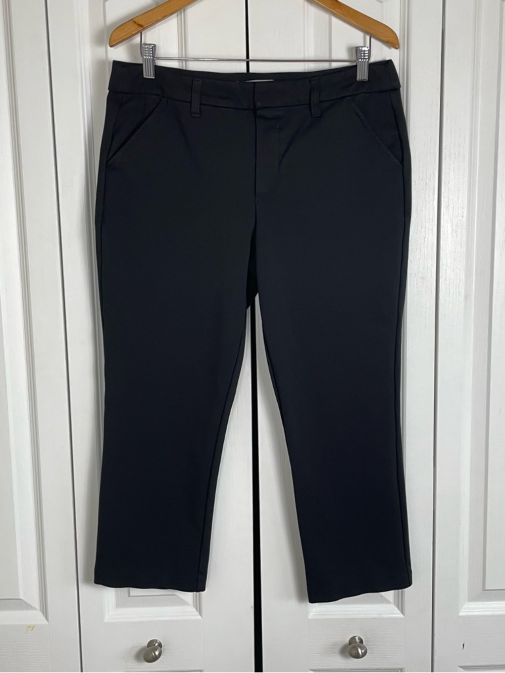 Wit & Wisdom Knit Dress Pants Women’s 12 Black Straight Cropped Stretch Pockets